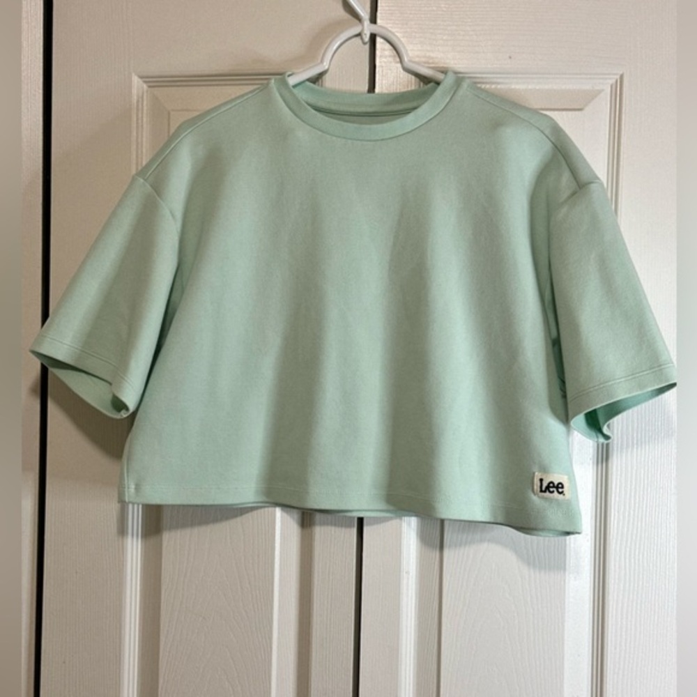 Lee Retro Boxy Oversized Green Cropped Sweatshirt Tee Shirt Top XS